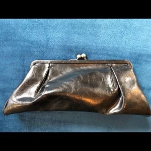 Black leather clutch